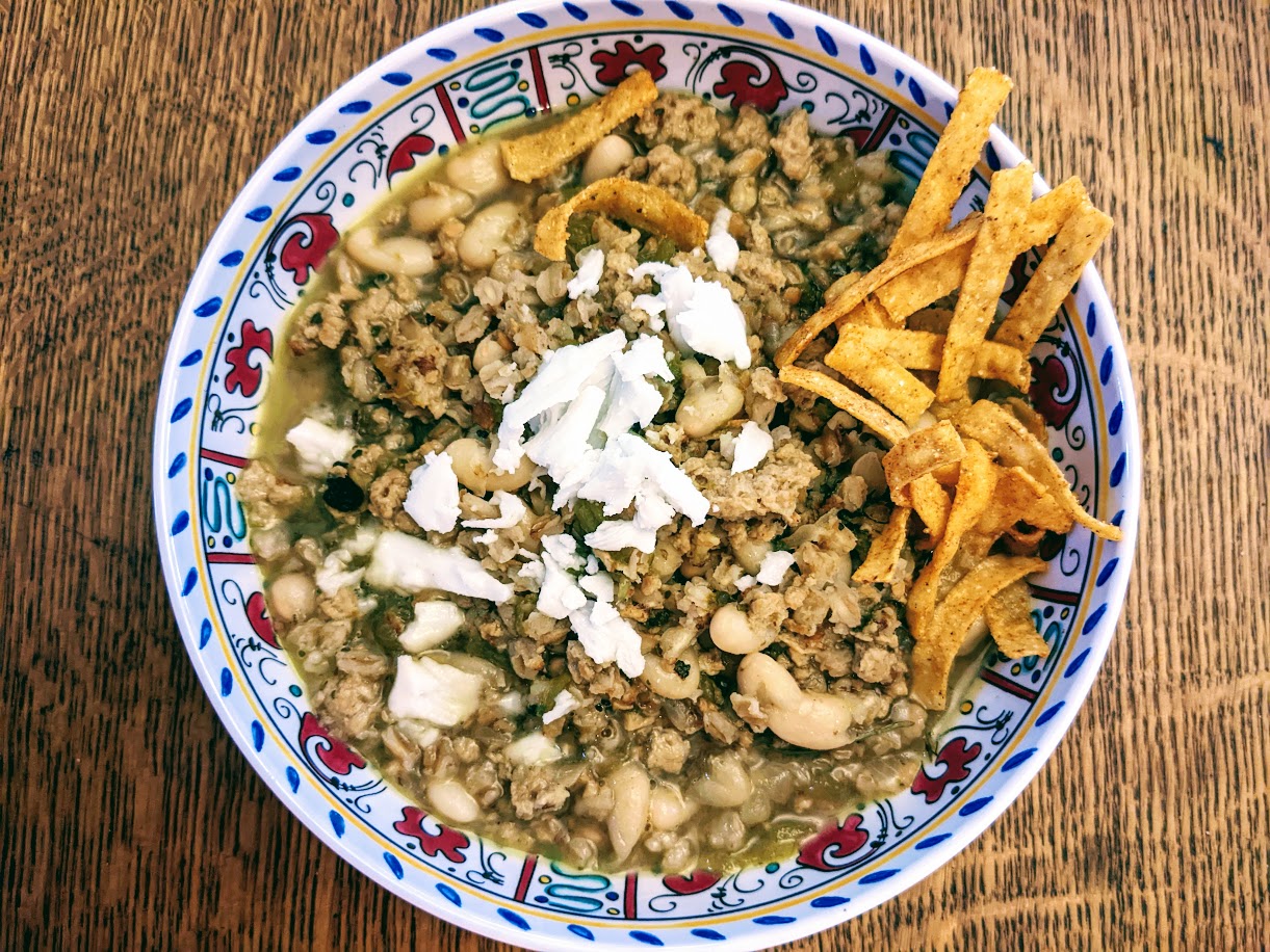 OZO ground turkey guascas chili soup