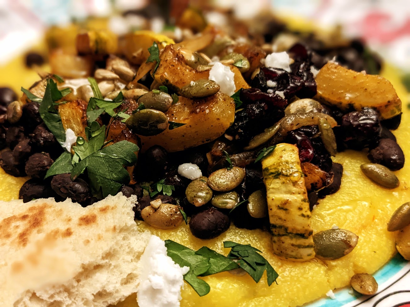 Delicata Squash, Black Beans and Polenta