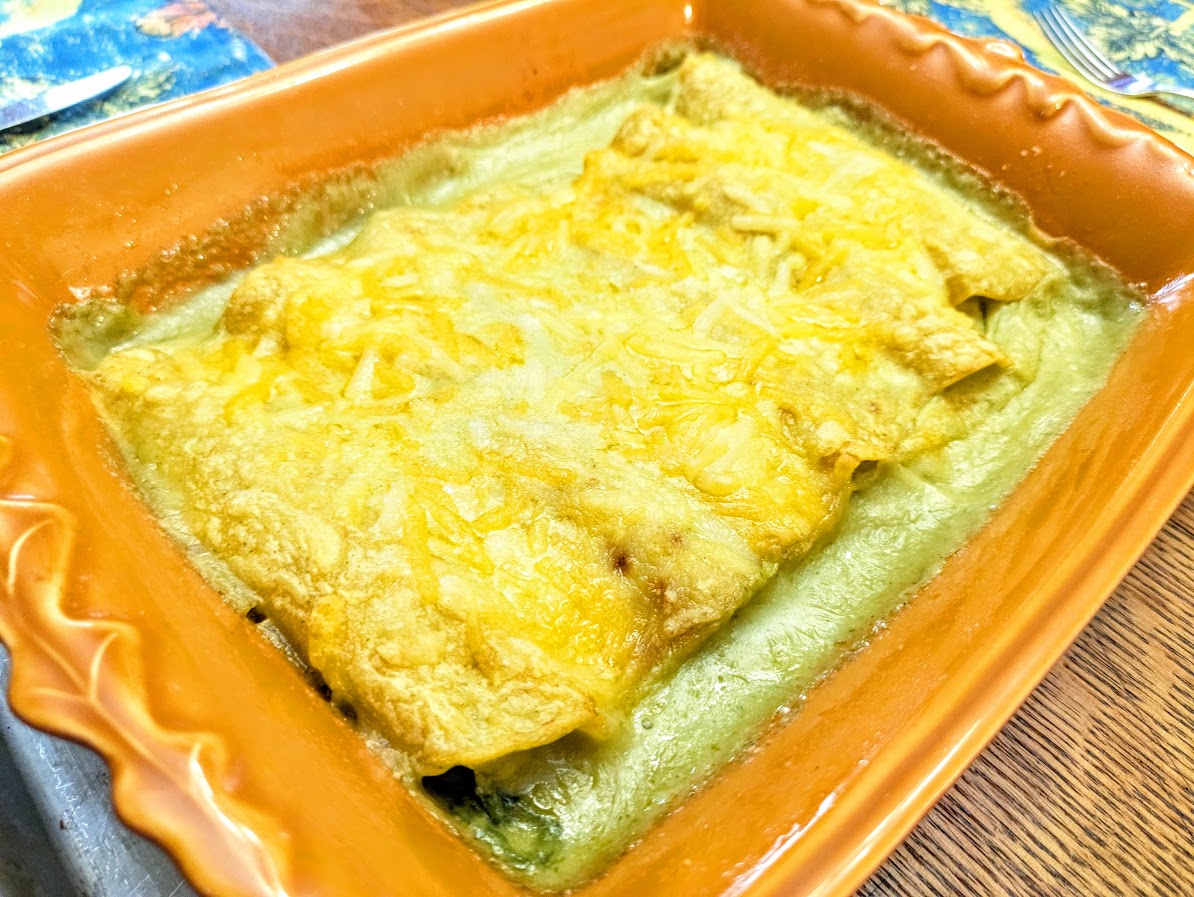 Spinach Mushroom Bean Enchiladas